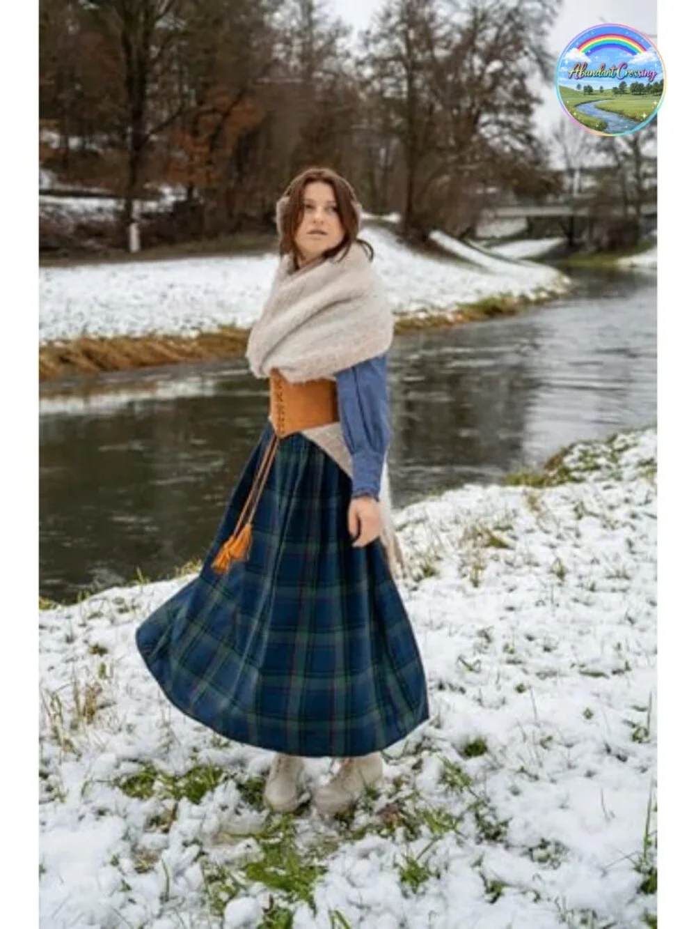 Plaid High Waist Layered Long Skirt with Pockets